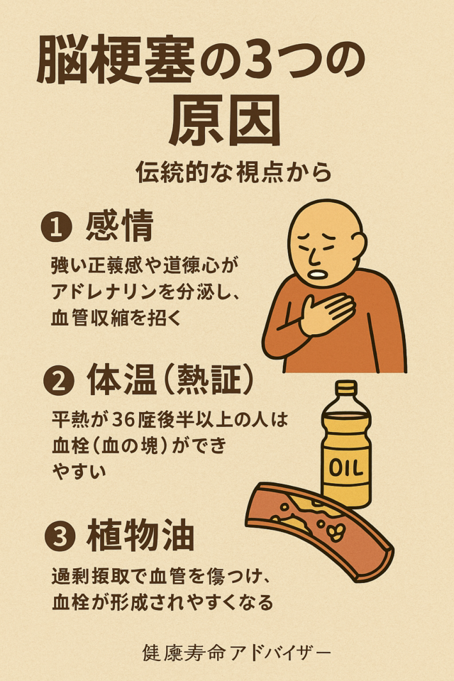 脳梗塞は「感情 × 体質 × 食生活」で起こるって本当？植物油が血管を壊す？